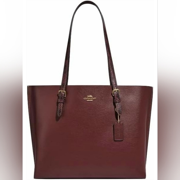 COACH DESIGNER Mollie Red Burgundy Animal Print Tote Purse Handbag - Picture 1 of 6